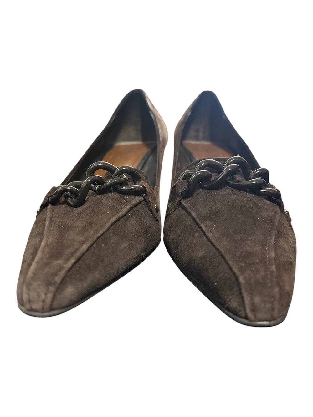 ETIENNE AIGNER E-Michelle Chocolate Brown Suede Pointed Toe Kitten Heel Shoes - Picture 5 of 12